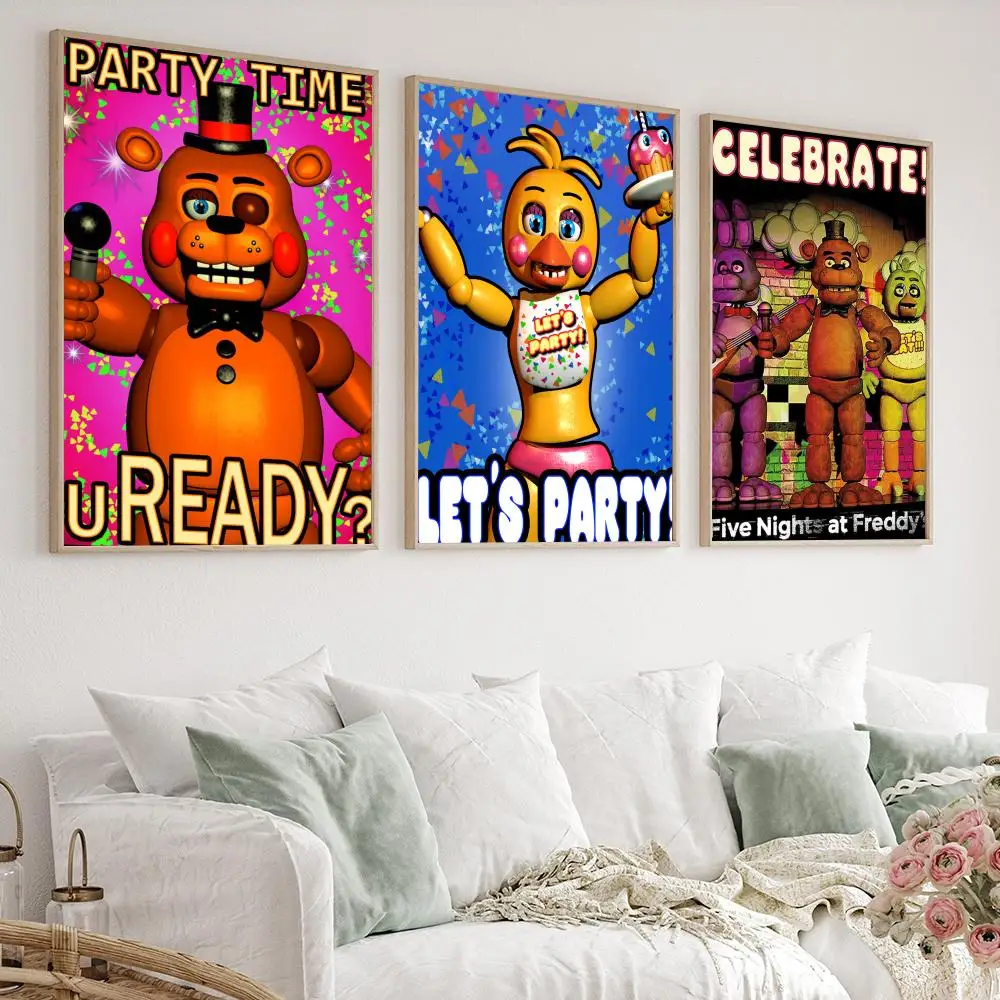 Fnaf Five nights At Freddys Classic Movie Posters Waterproof Paper Sticker Coffee House Bar Decor Art - FNAF Plush